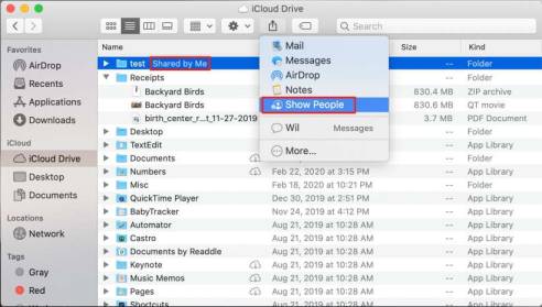 share icloud folder on mac